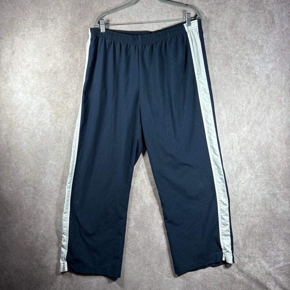Nike Track Pants Womens XL Navy Blue White Side Stripe Athletic Windbreaker